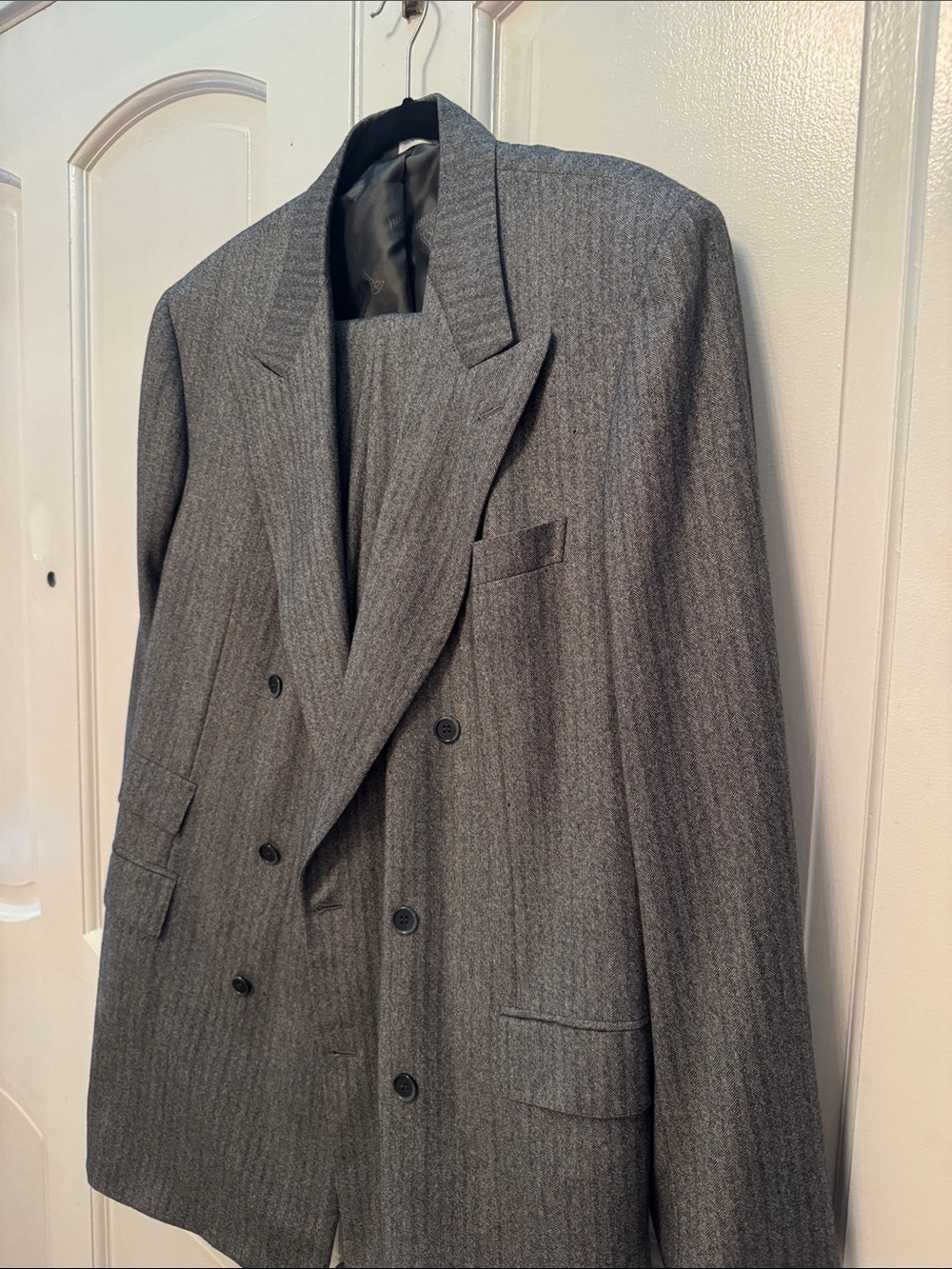 Brioni Gray Double-Breasted Wool Blazer